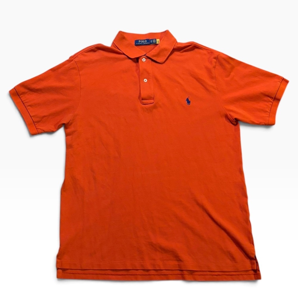 Polo Ralph Lauren Mens Orange Short Sleeve Pique Polo Shirt Size LT Large Tall